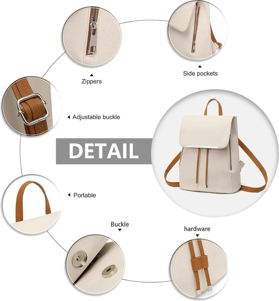 Petit sac à dos femme étanche noir anti-pluie en cuir synthétique souple