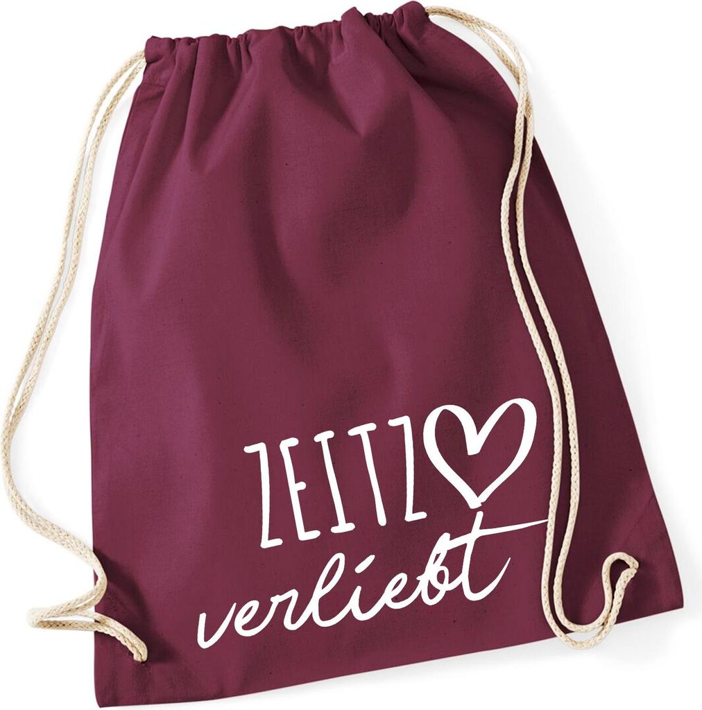 Huuraa Turnbeutel Zeitz verliebt 12 Liter Burgundy Baumwolle Rucksack Geschenkidee
