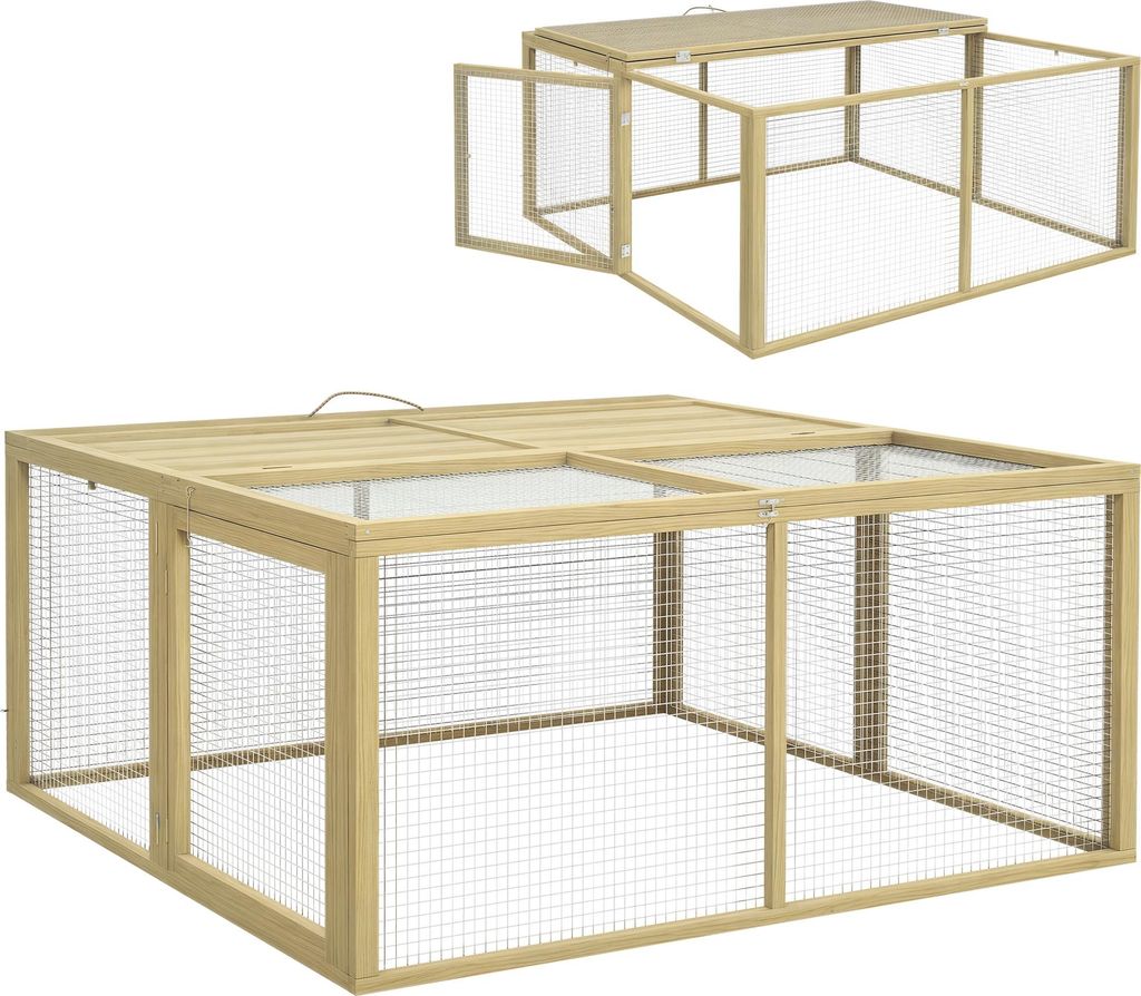 PawHut Kaninchenstall aus Holz, Klappbar Kleintierstall mit Produktbild 