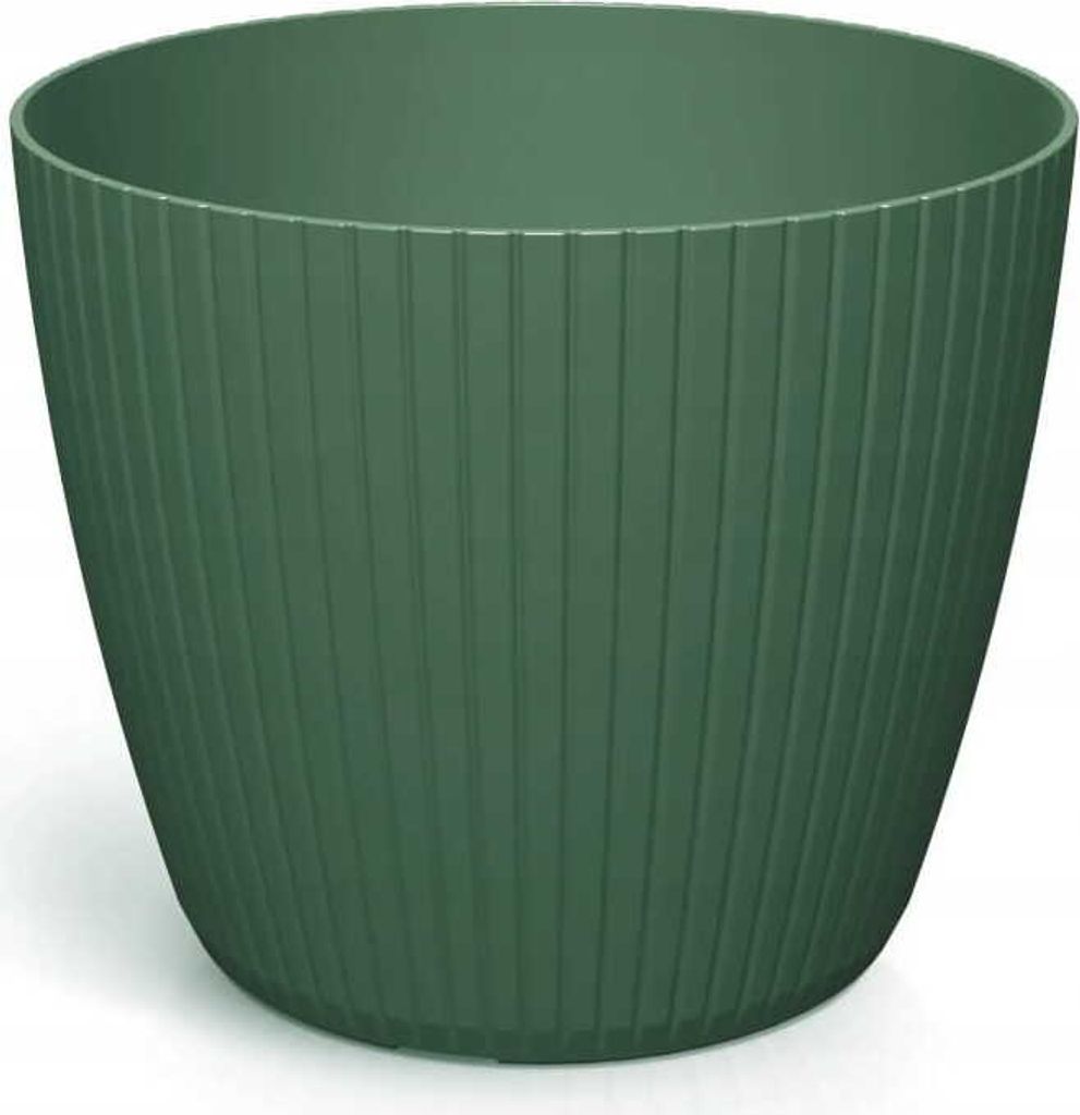 Grüner Kunststoff-Blumentopf 13,8x11,5 cm gestreifter Deckel Lamia