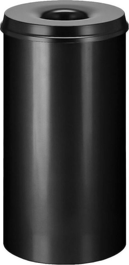 Selbstlöschender Papierkorb & Abfallsammler aus Metall | 50 Liter, HxØ 63x33,5cm | Schwarz
