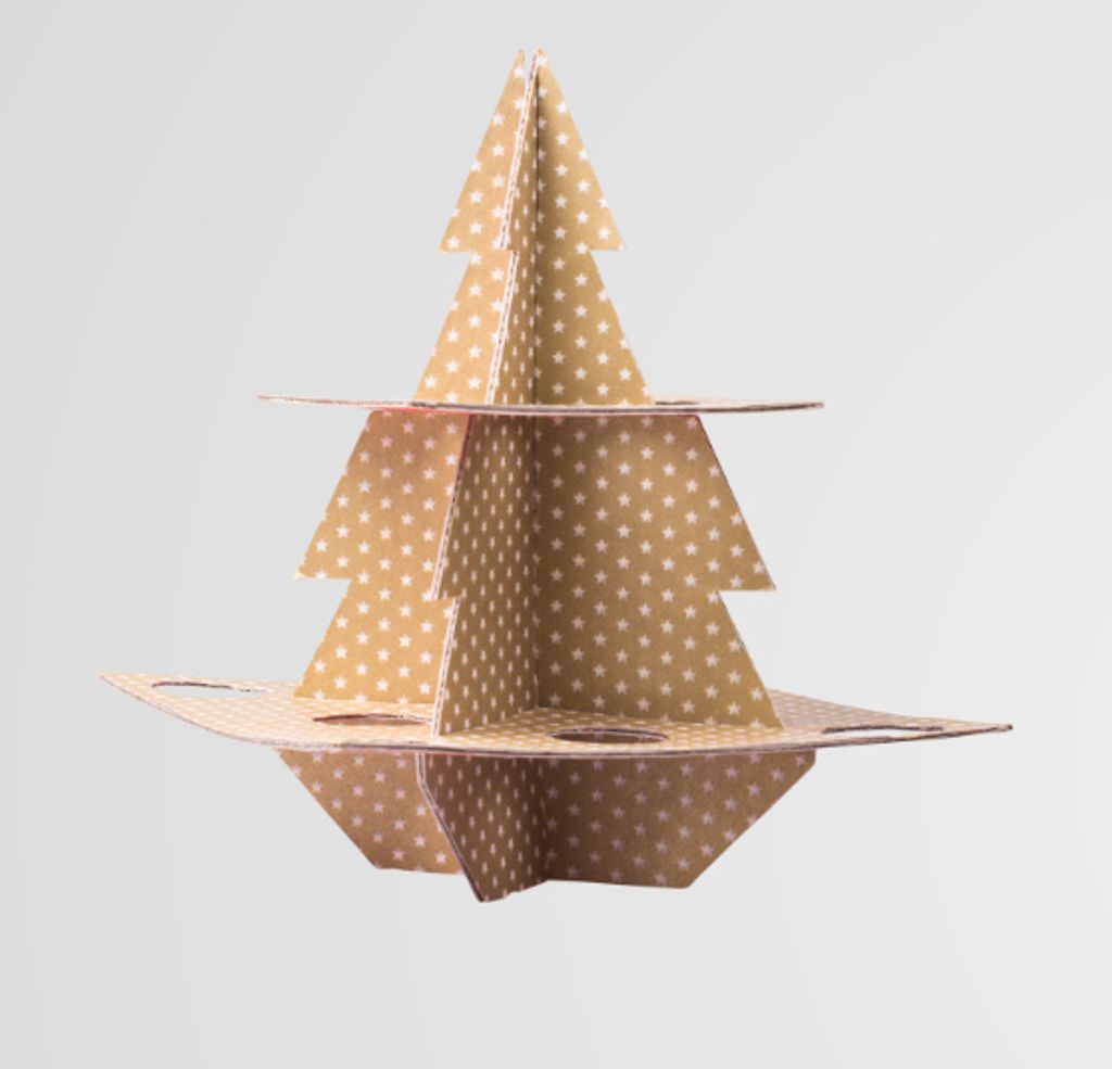 Muffinetagere + Backförmchen, Weihnachtsetagere, bunte Tannenbaumform