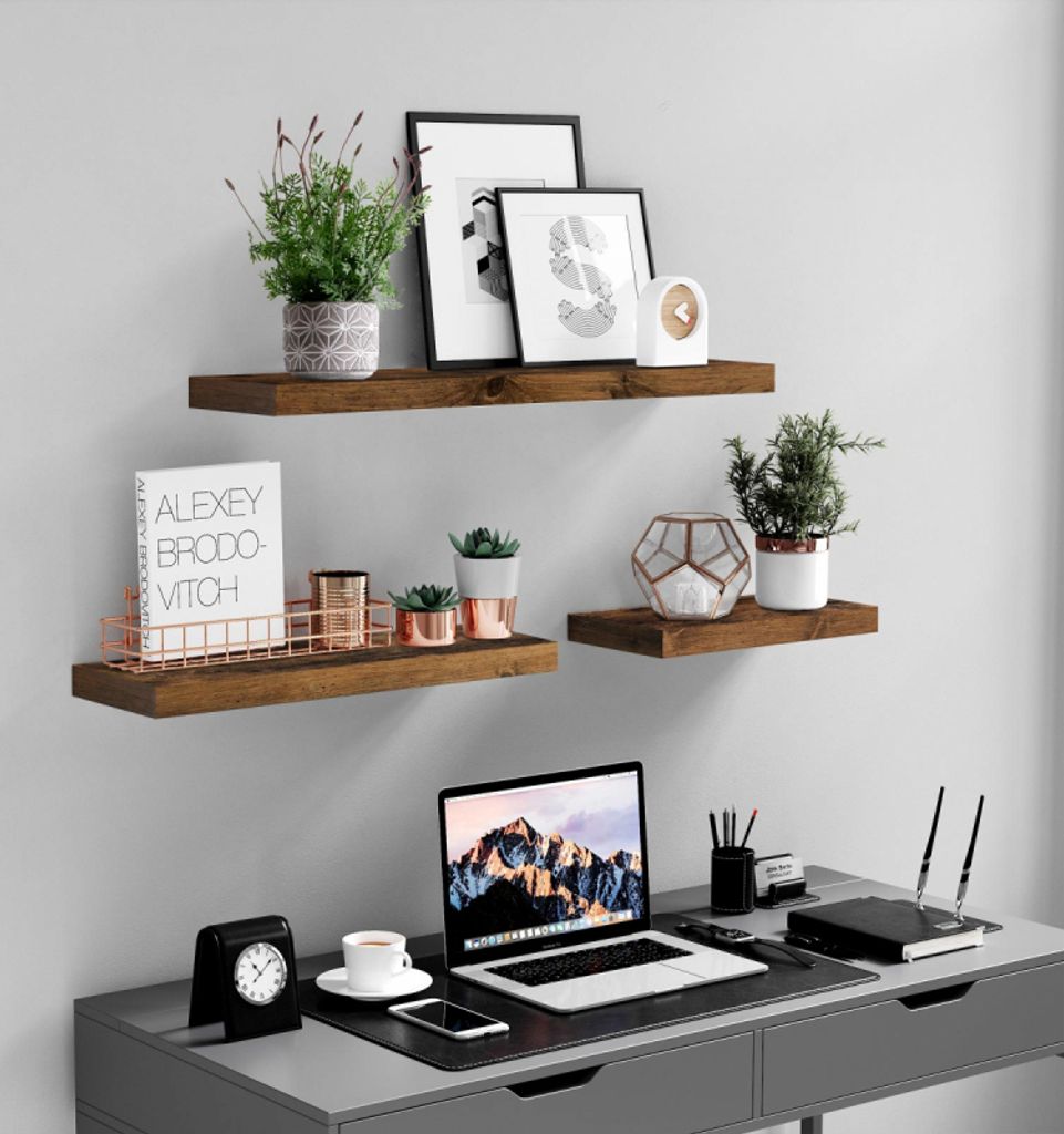Vasagle Nástenná polica hnedá, 80 x 20 x 3,8 cm Obrázok produktu 15