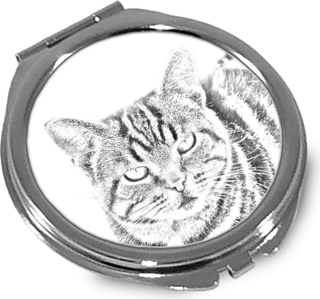 Manx-Katze - Taschenspiegel mit Katze, personalisierter Taschenspiegel, kompakter Spiegel mit Art-Dog-Logo