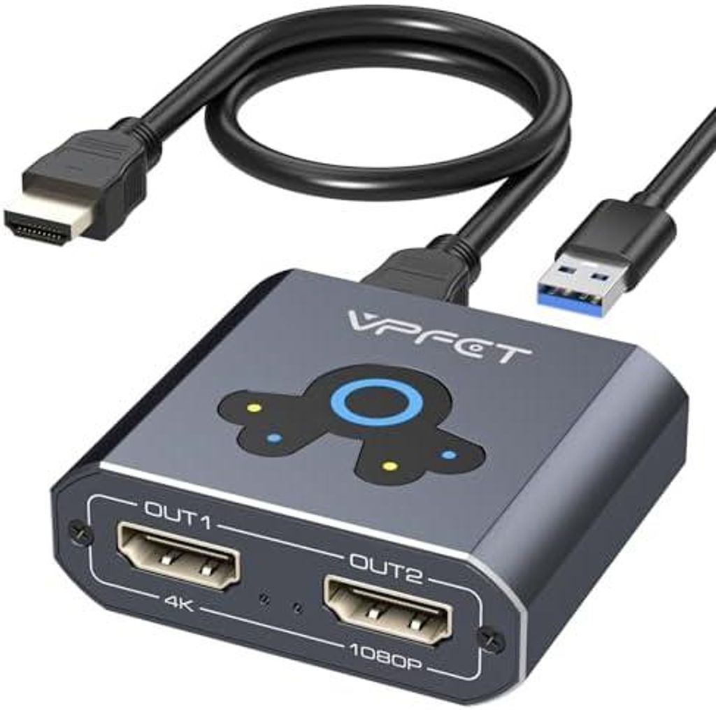 HDMI Splitter Extend 4K@60Hz zu Dual HDMI Adapter Support Mirror oder Extend kompatibel mit Windows XP/7/8/10/11 und macOS geeignet für Monitore F...