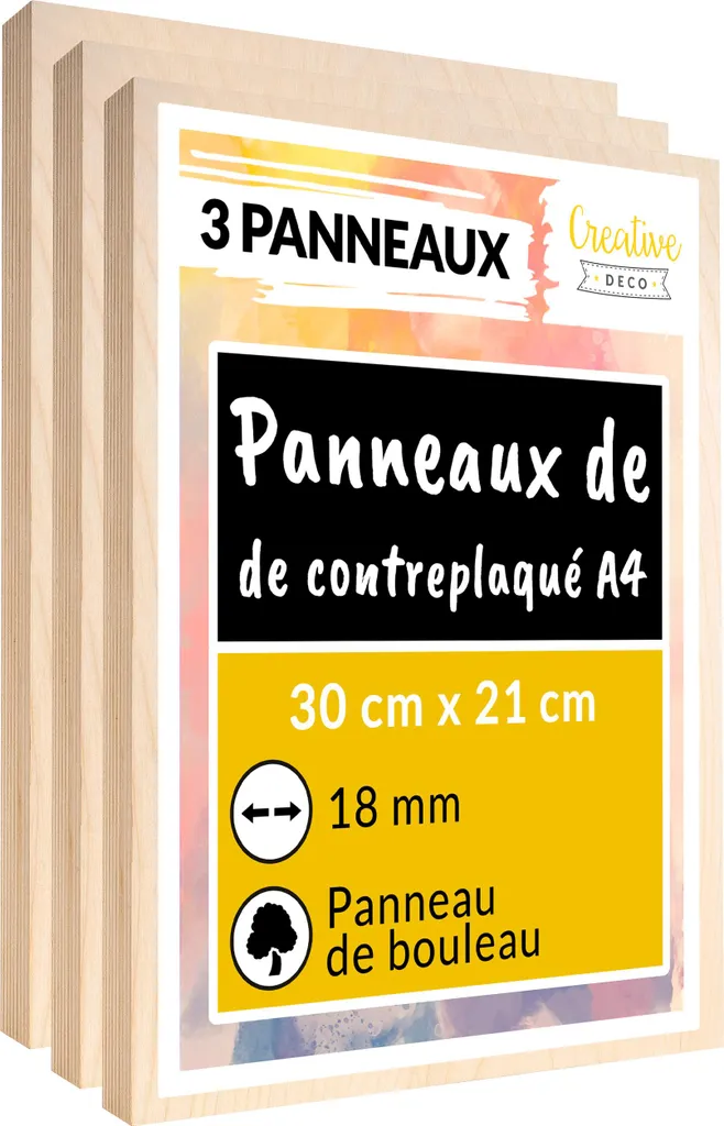 Panneau de Bois A4 pour Découpe et Gravure - Bouleau 18mm Lot de 3