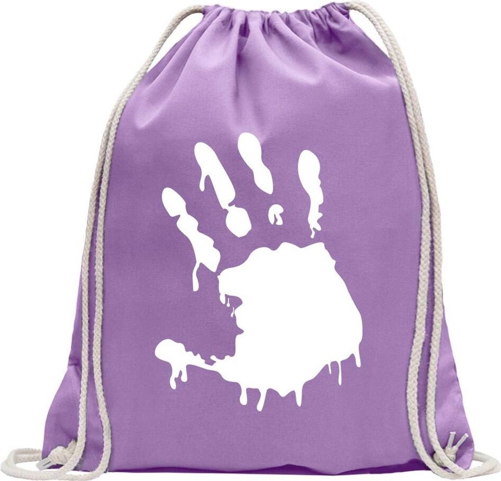 Kiwistar - Turnbeutel - lavendel - Zombie Hand - Fun Rucksack Sport Beutel Gymsack Baumwolle mit Ziehgurt
