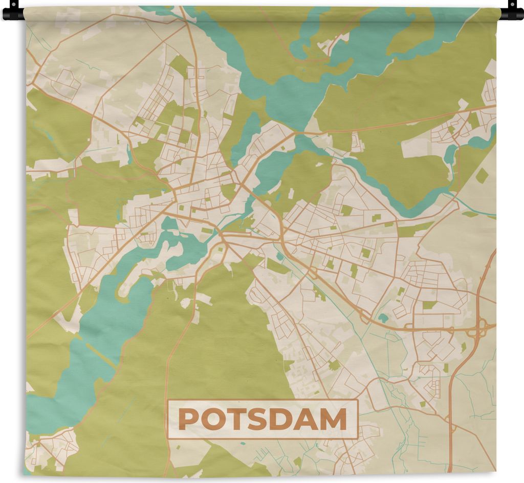 MuchoWow Wandteppich Wandbehang Stadtplan - Potsdam - Vintage - Karte 90x90 cm Tapisserie Dekoration Wandtuch - Wandaufhänger