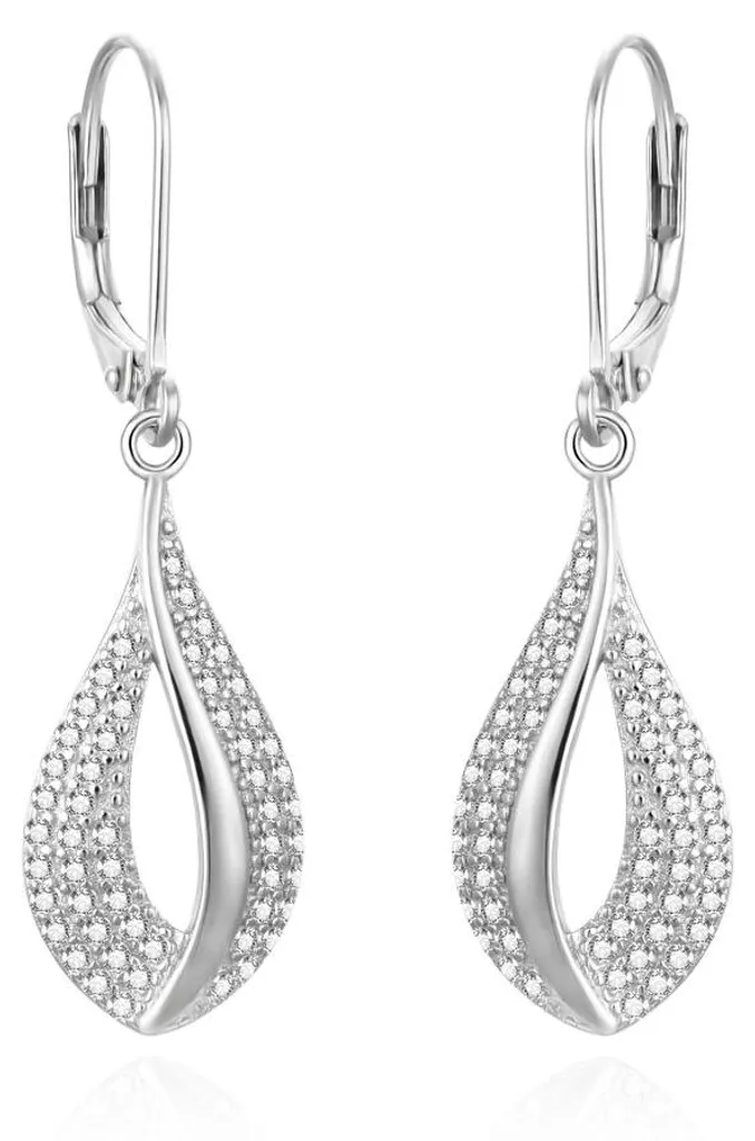 Puces d'oreilles en argent massif et zircons : bijou femme chic 925