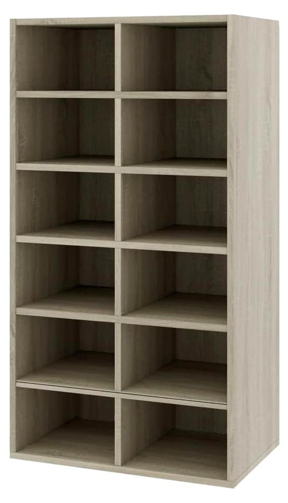 Schuhregal mit 12 Fächern Schuhablage Standregal Schuhschrank Schuhaufbewahrung Schuhständer Flur Sonoma-Eiche 54x34x100,5cm Holzwerkstoff