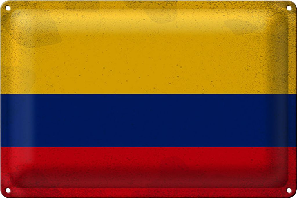Blechschild Flagge Kolumbien 18x12cm Flag Colombia Vintage