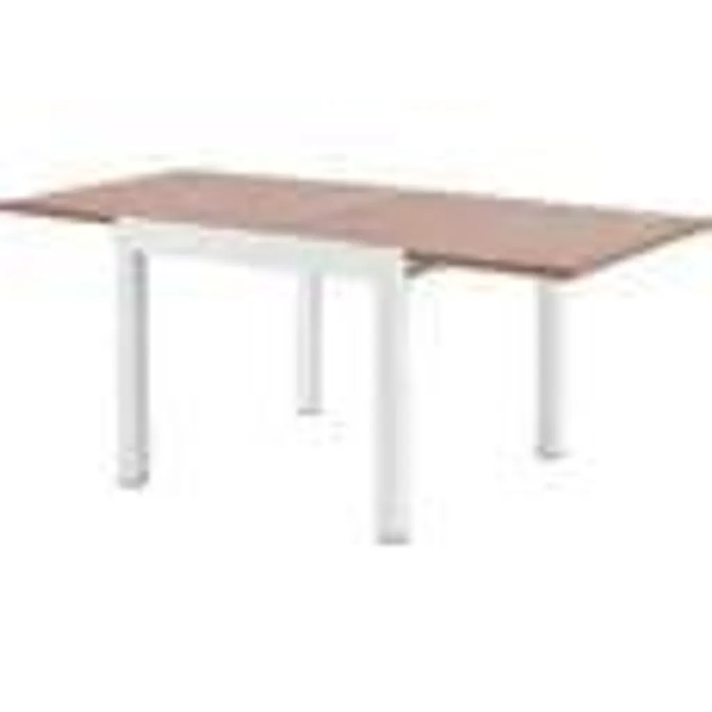 CALVI Table de jardin à rallonges en aluminium plateau imitation bois 6p