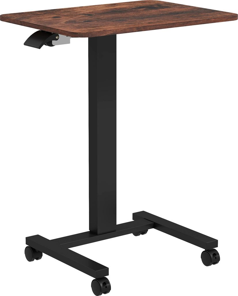 Vinsetto Computertisch Höhenverstellbar, Laptoptisch mit Rollen, Steh-Sitz Schreibtisch, Mobiler Beistelltisch mit Handkurbel für Wohnzimmer, Sch...