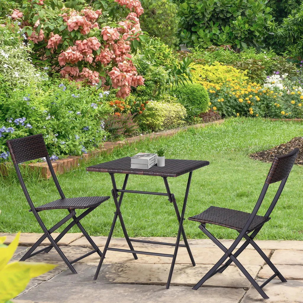 Mobilier de Jardin Compact Résine Tressée Solution Gain de Place Set - 2