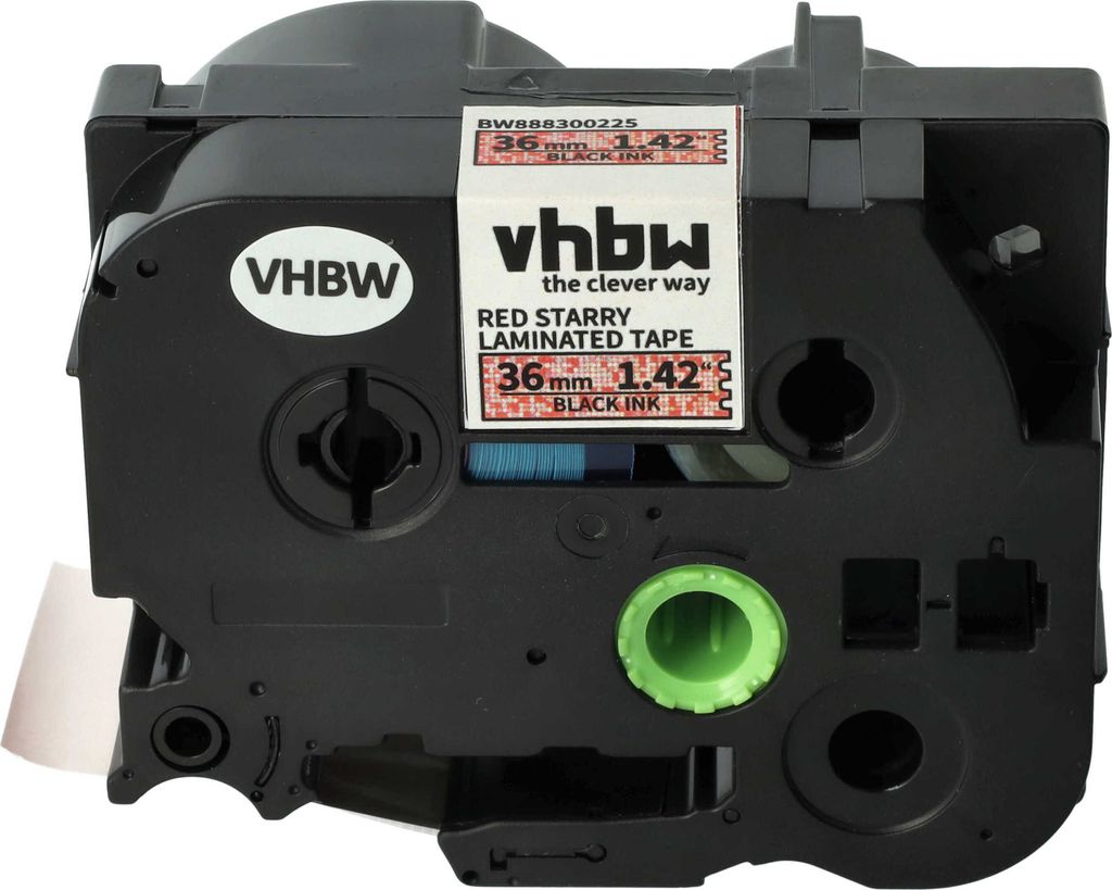 vhbw Schriftband-Kassette kompatibel mit Brother PT 9700PC, 9800PCN, E550W, 9500pc Etiketten-Drucker 8m x 36mm Schwarz auf Rot (glitzernd), Laminiert