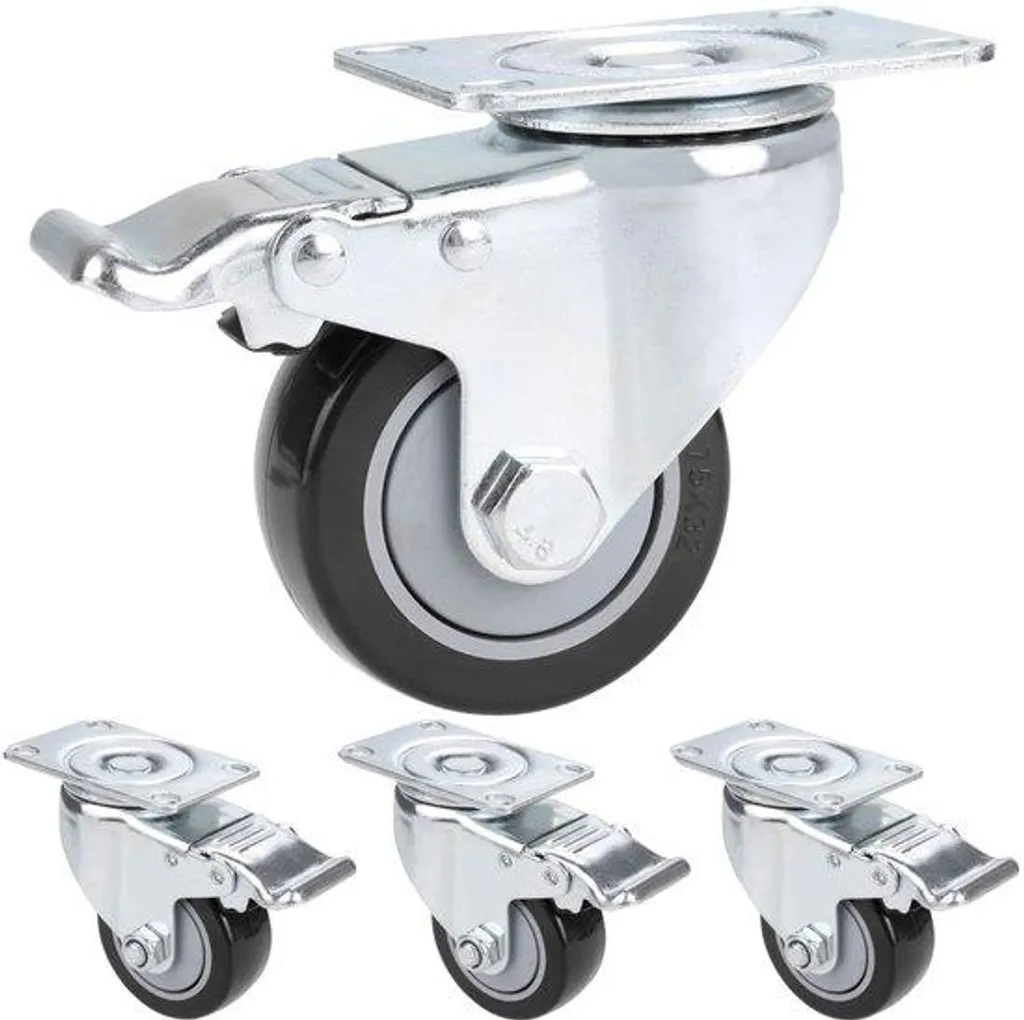 Roue pour établi mobile 75 mm avec système de freinage double sécurité