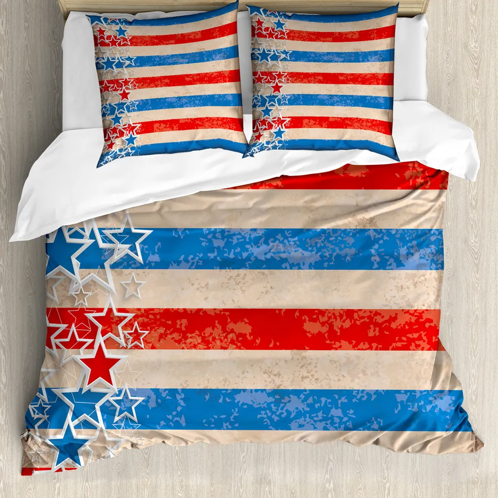 ABAKUHAUS 4 Juillet Housse de Couette 200x200cm Look Grunge Patriotique
