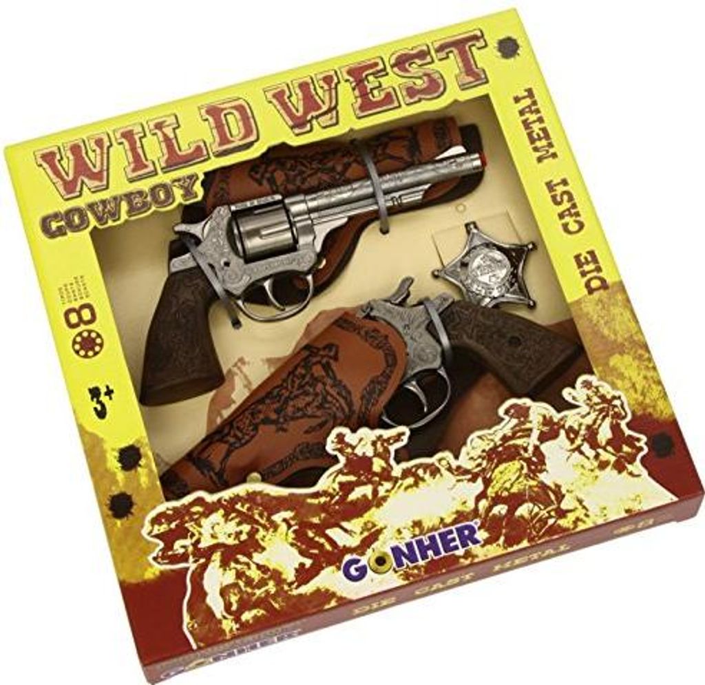 Cowboyset: 2 revolvers + badge Productafbeelding 