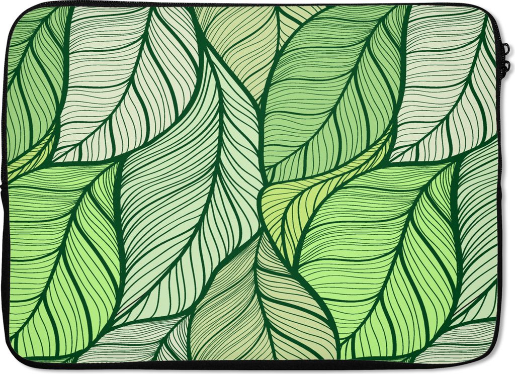 MuchoWow Laptop Hülle 13 Zoll Blätter - Skizze - Vintage - Muster Laptoptasche - Laptophülle - Sleeve - Rundumschutz