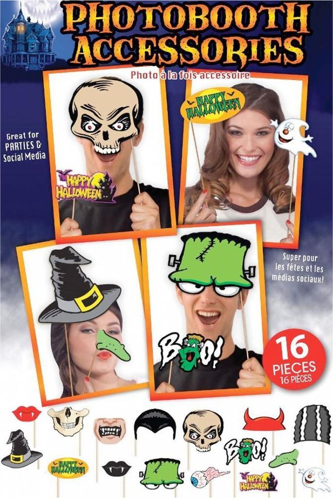 16-teiliges Halloween Party Foto Booth Set