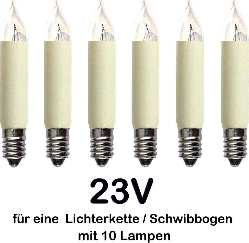 6 Stück Kleinschaftkerzen 23V 3W E10 Ersatzlämpchen für Produktbild 3