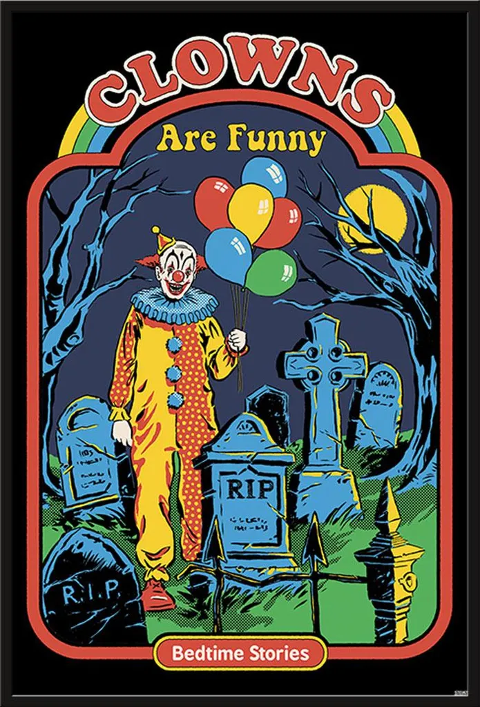 Affiche Steven Rhodes Clowns are Funny avec Cadre Noir Shinsuke 61x91,5 cm