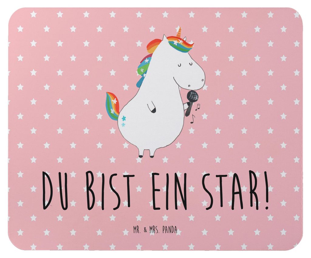 Mr. & Mrs. Panda Mousepad Einhorn Sänger - Rot Pastell - Geschenk, Party, Mauspad, Unicorn, Freundin, computer, Disco, laptop, Geburtstag, Einhör...