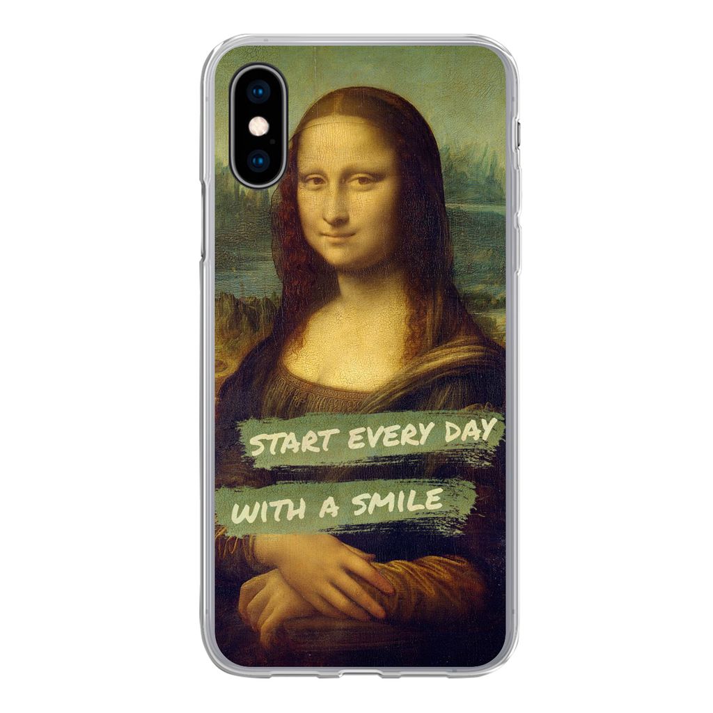 MuchoWow Handyhülle Schutzhülle Hülle für iPhone X Mona Lisa - Zitat - Da Vinci Silikon Softcase Handy Hülle - Handyhülle