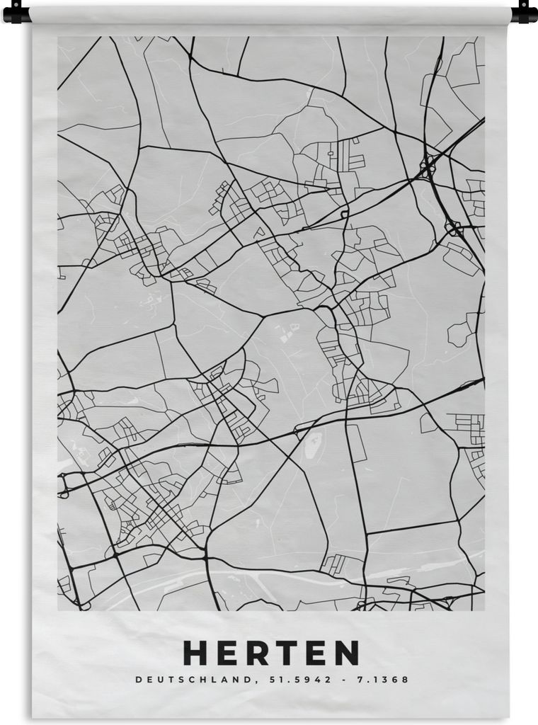 MuchoWow Wandteppich Wandbehang Karte - Stadtplan - Deutschland - Hirsch - Karte 120x180 cm Tapisserie Dekoration Wandtuch - Schlafzimmer - Dekor...