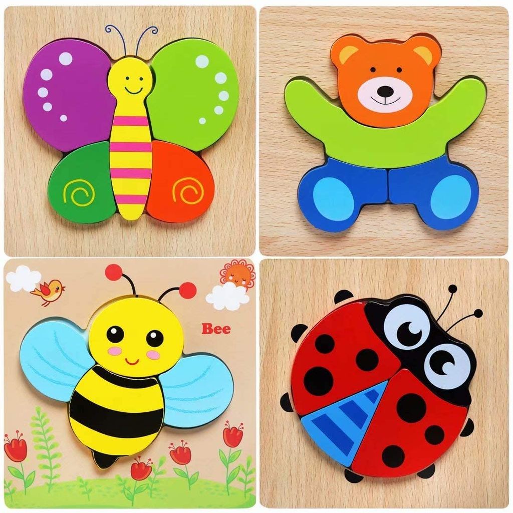 6 Montessori Holzpuzzle für Kinder ab 4 5 Spielzeug Puzzle ab 1 2 3 Jahre 