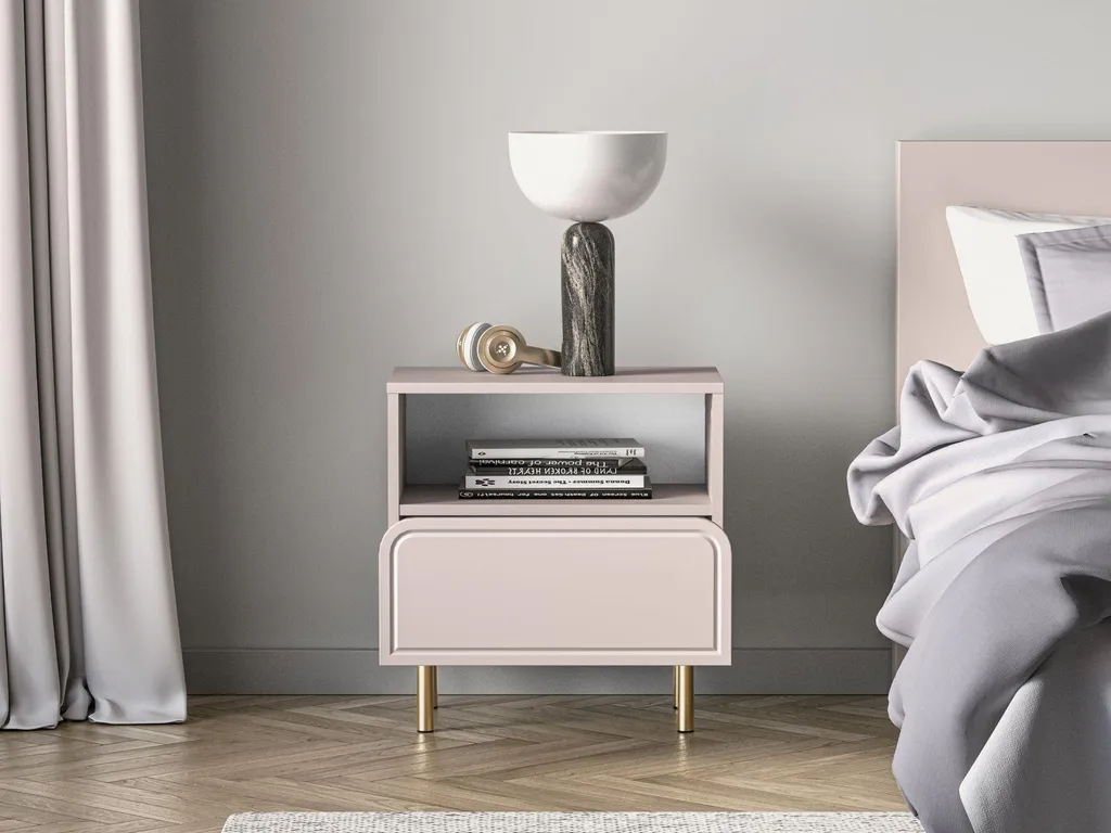 Table de nuit beige cachemire 50 cm Loppa Selsey avec rangement
