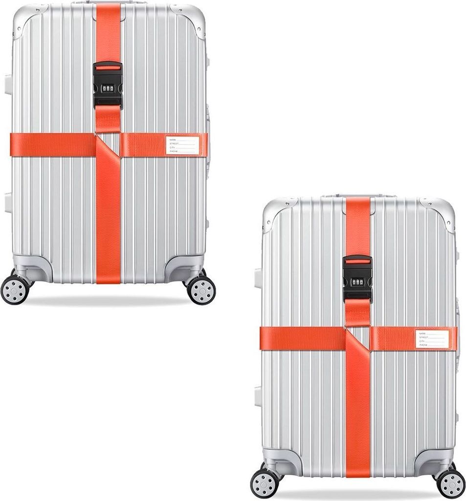 2x Kreuz Kofferband Koffergurt, Farbe:Orange Produktbild 