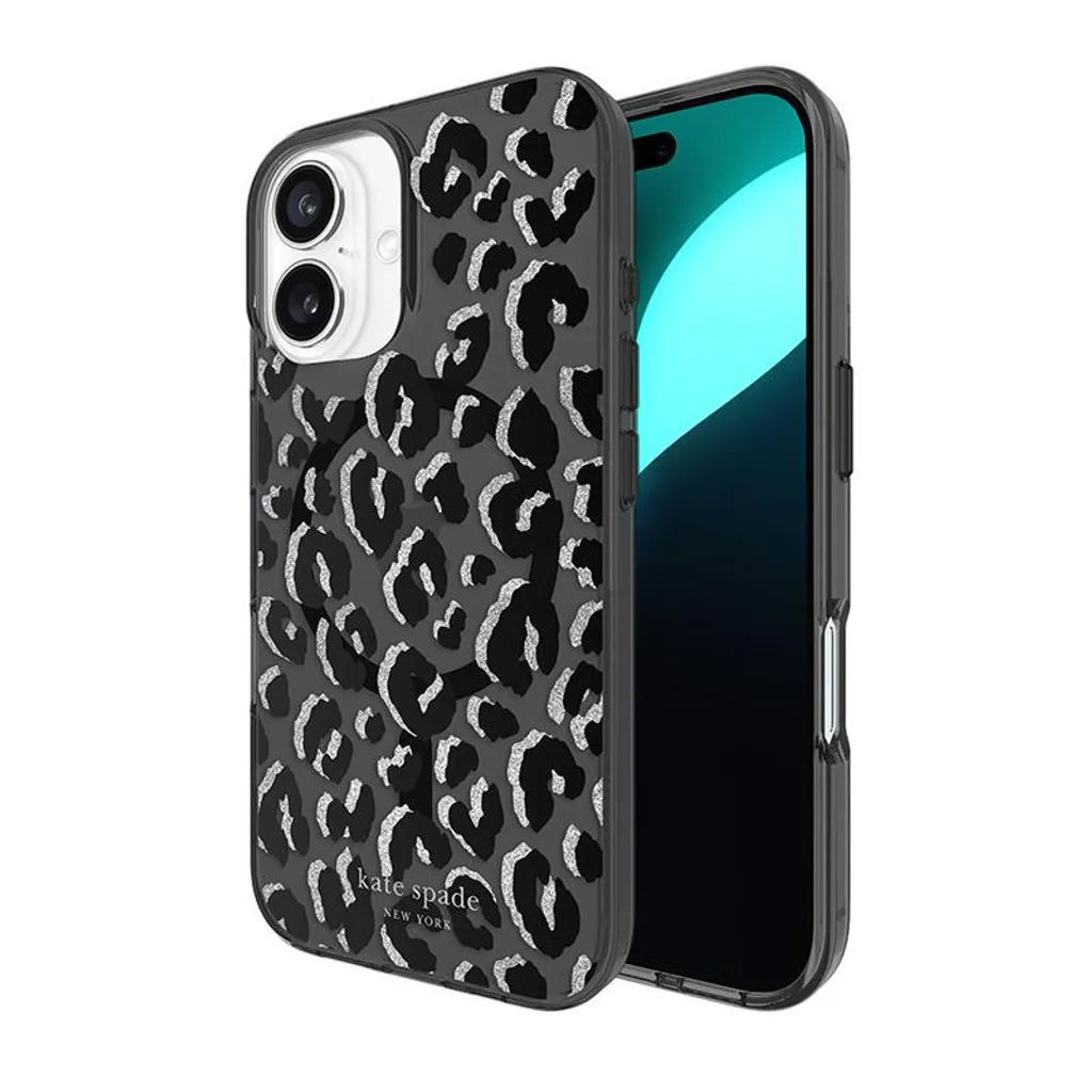 Kate Spade iPhone 16 Custodia MagSafe Nera | Qualità City Leopard