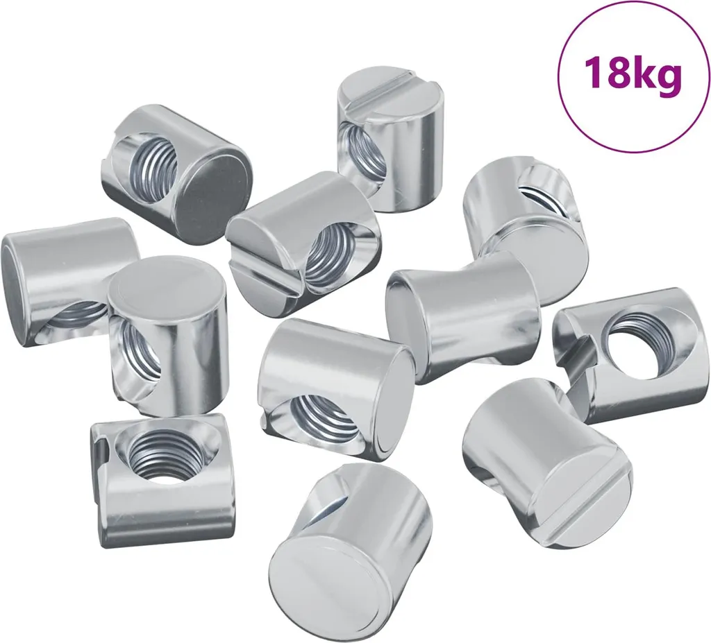 Écrous cylindriques M6 x 12 mm en métal argenté, lot de 4500 pièces