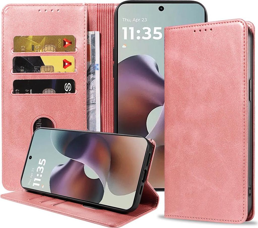 Geeignet für Motorola Moto G56 Handytasche Kunstleder mit Magnetverschluss und Kartenhalter Bookcase mit Klappe - Wallet Case mit Kartenfach - Pin...