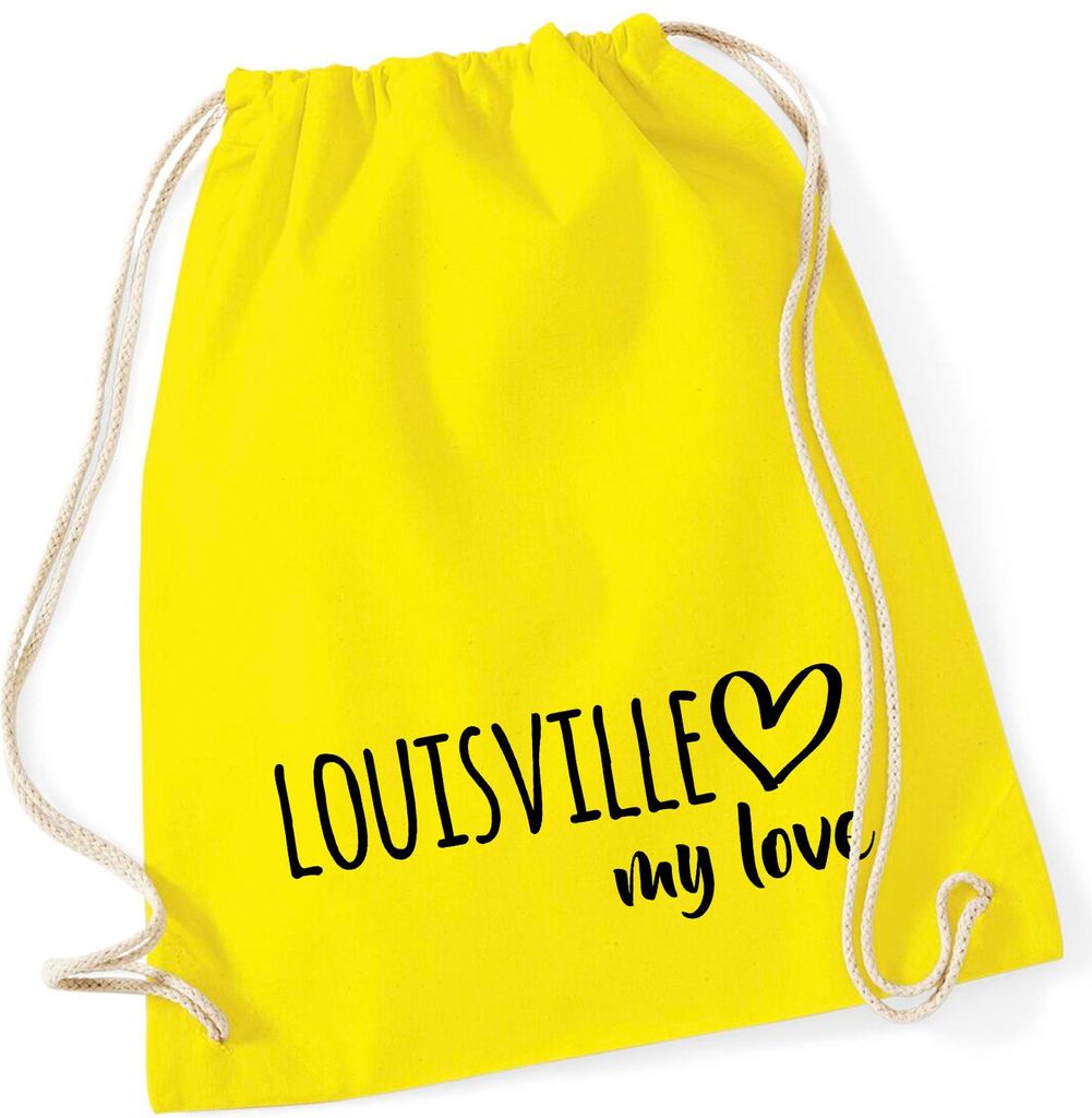 Huuraa Turnbeutel Louisville my love 12 Liter Yellow Baumwolle Rucksack Geschenkidee
