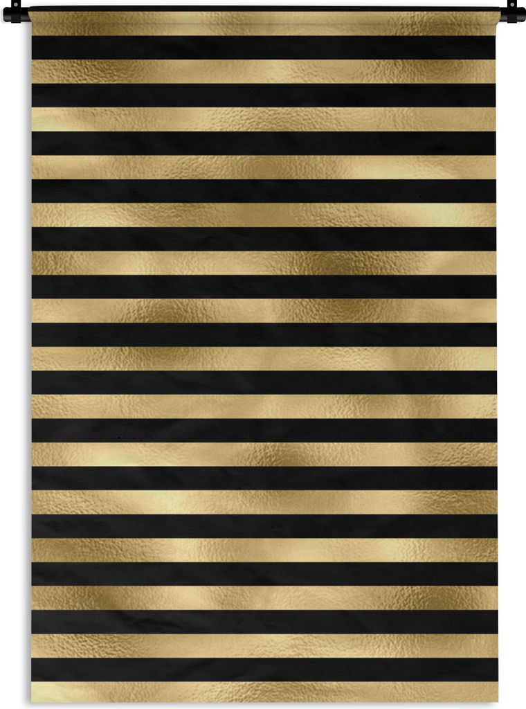 MuchoWow Wandteppich Wandbehang Muster - Streifen - Gold 120x180 cm Tapisserie Dekoration Wandtuch - Schlafzimmer - Dekorationen für das Haus