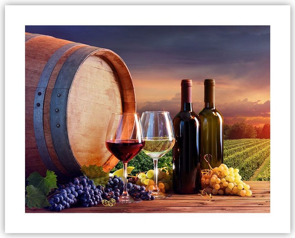 Poster - Poster ohne Rahmen - Wein Weinberg Sommer - 50x40 cm - Wand Bild - Wanddeko - Wandbilder - Kunstposter - Wandposter - Bilder - Kunstdruck ...