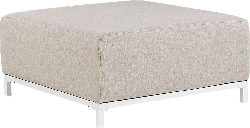 BELIANI Ottomane Beige / weißes Gestell Polsterbezug quadratisch Indoor & Outdoor Wohnzimmer Salon Balkon Terrasse
