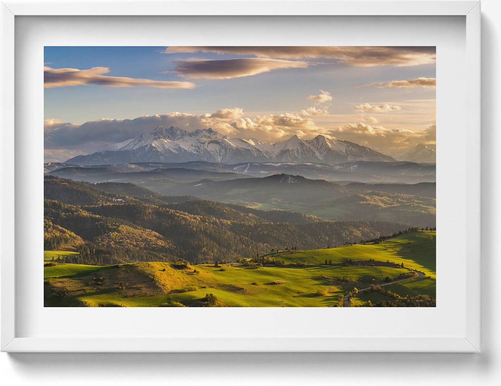 Pieniny-Hochgipfel– Wandbild mit Rahmen – Gerahmtes Bild – Wanddekoration – 70x50 cm – Schwarz Rahmen
