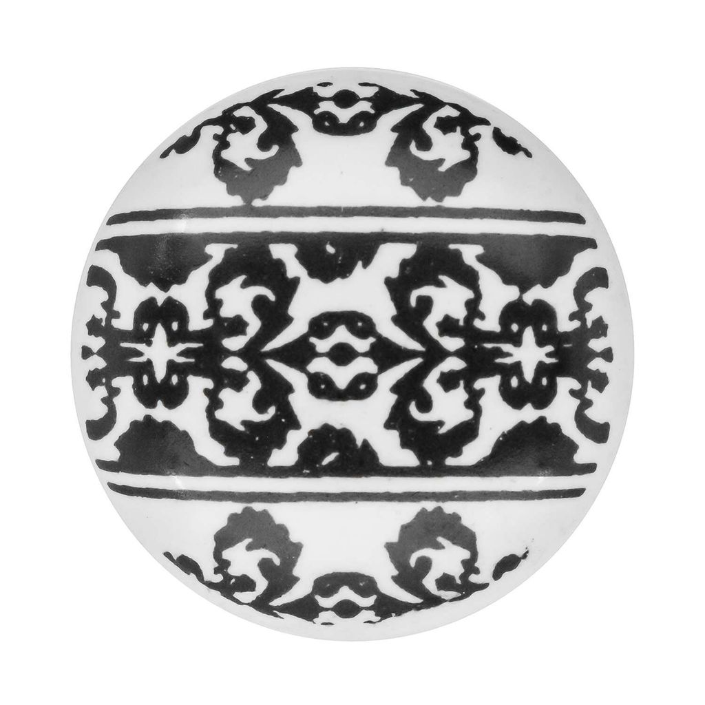 1 Möbelknopf, Möbelgriff, Möbelknopf, Knauf Keramik 37 mm, Ornaments Border #0167