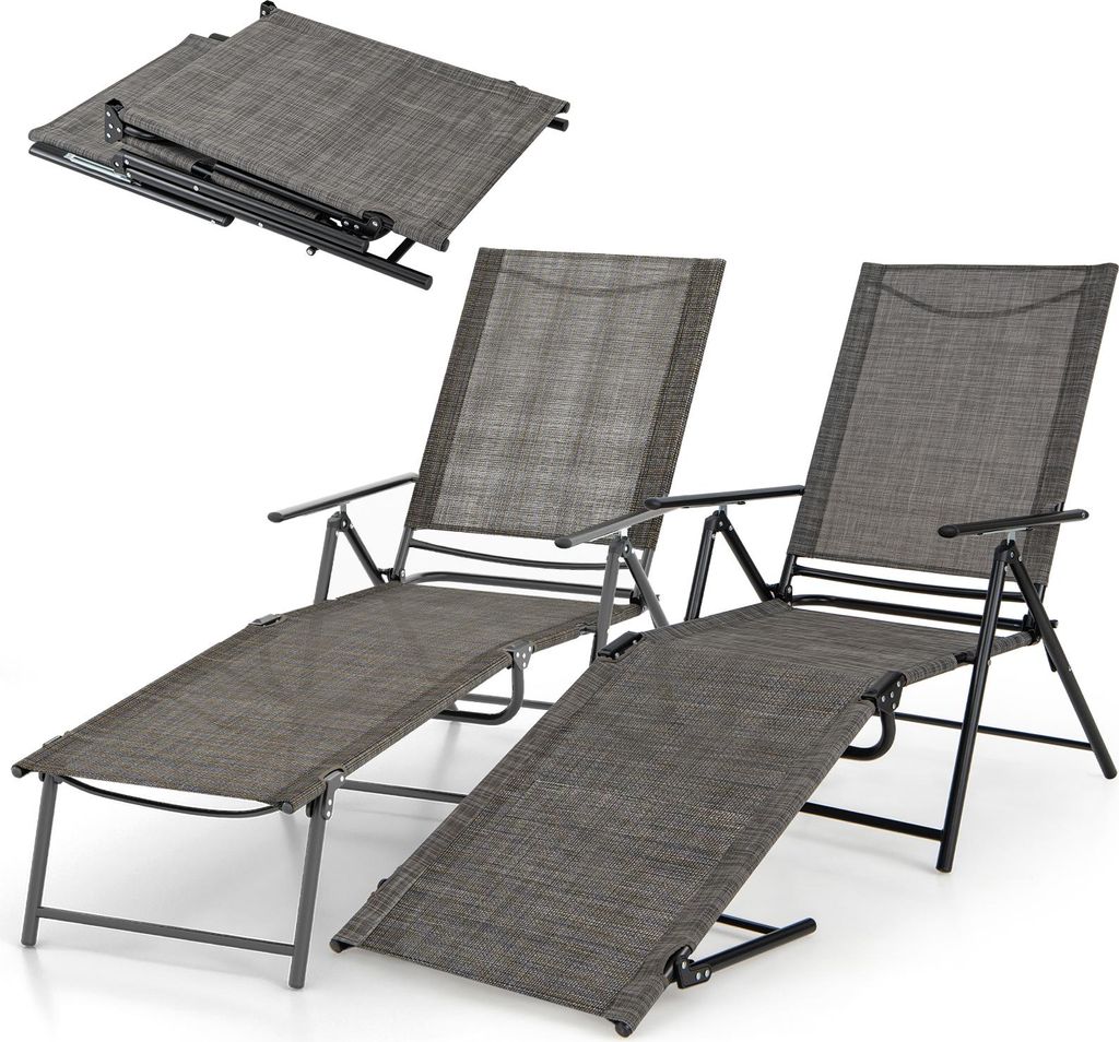 Outdoor Liegestuhl 2er Set, Garten Sonnenliegen mit Produktbild 