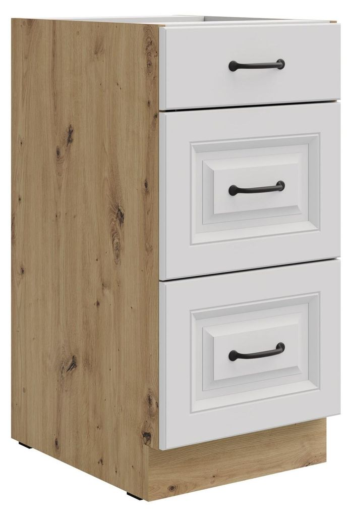Küchen Unterschrank 40 cm Stilo Weiß + Eiche Artisan matt Produktbild 