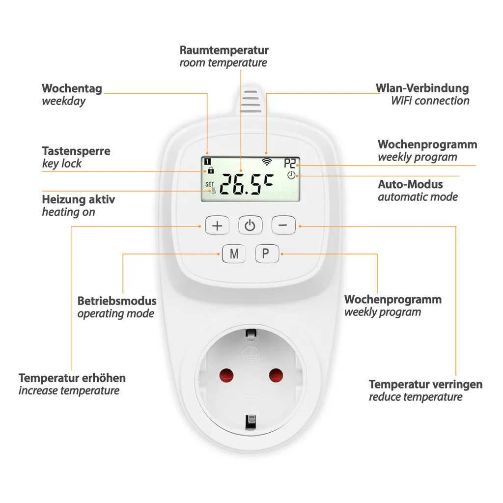 Thermostat de prise programmable Wifi pour chauffage et climatisation - 3