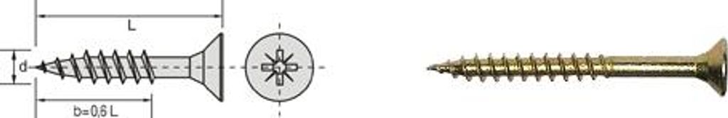 Gelb Verzinkt Holzschraube 4.0*60/34Mm - 510 4.0*60K