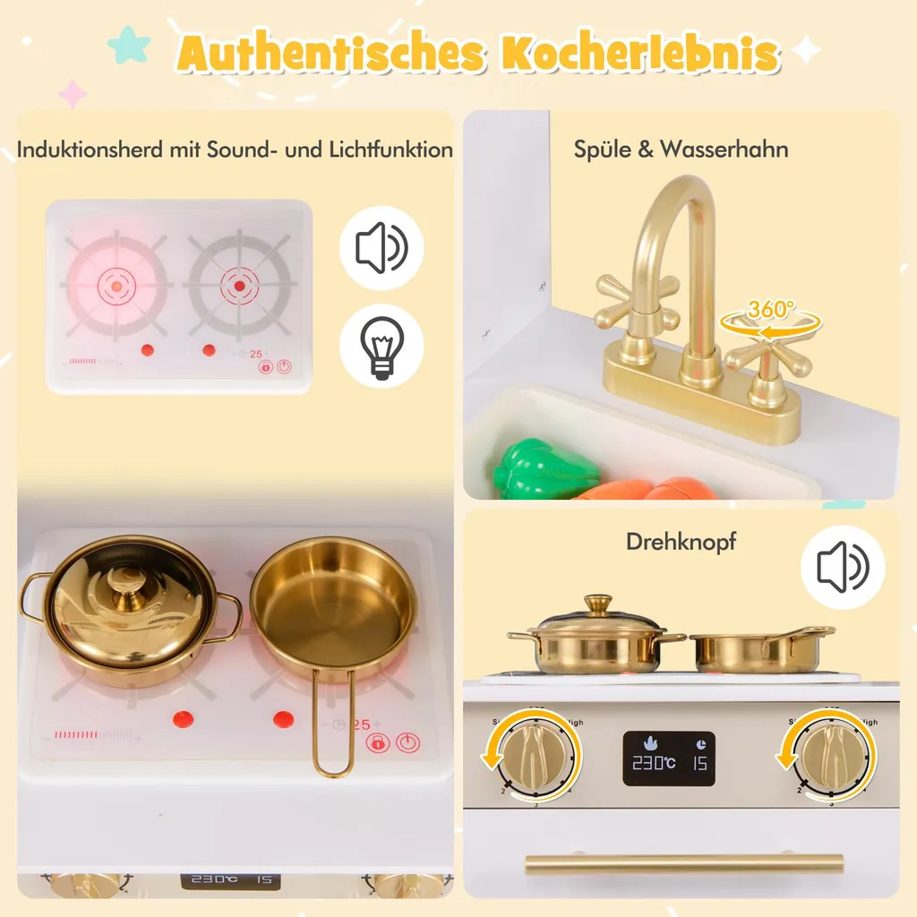 Cuisine bois enfant 3 ans et plus : jouet d'imitation complet 2 en 1 - 5