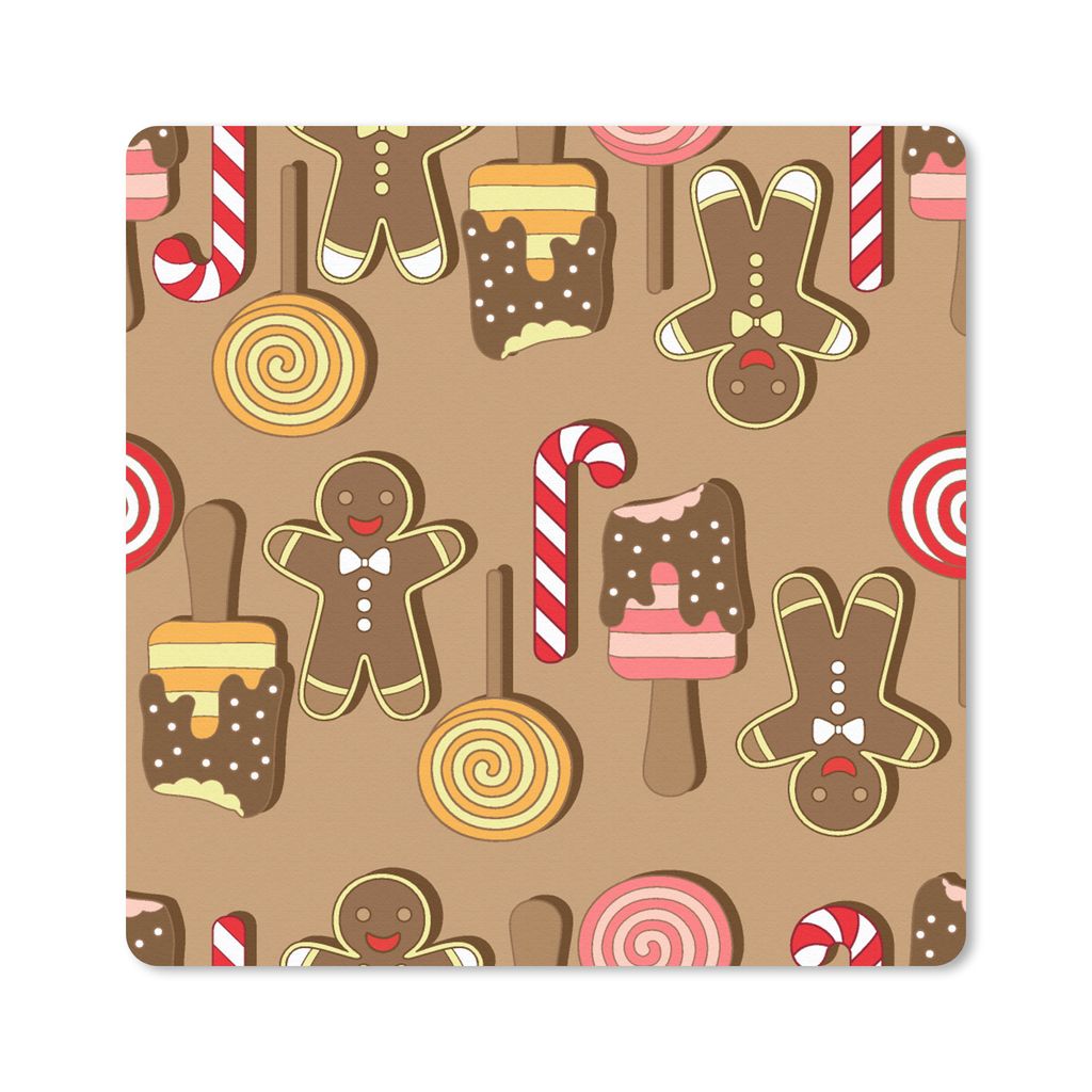 MuchoWow Mauspad Mousepad Weihnachten - Plätzchen - Süßigkeiten - Muster 30x30 cm - Mousepads - Maus Mat - Pad - Mausunterlage - Gaming