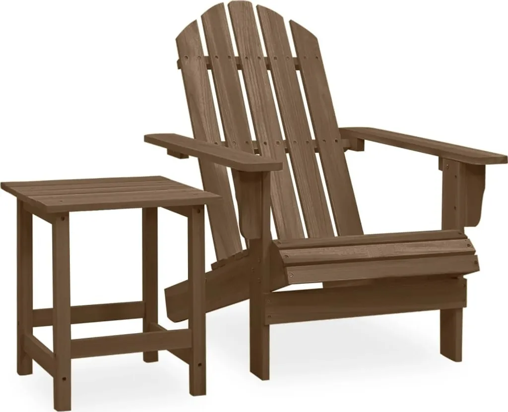 Sedia da giardino Adirondack con tavolo in legno massiccio di abete marrone