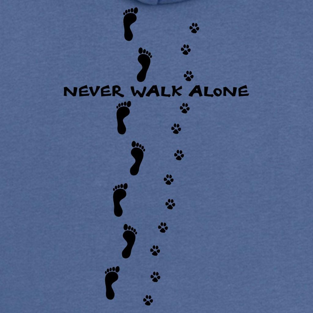 Spreadshirt Hund Pfotenabdruck Fußspur Never Walk Alone Kapuzenjacke Herren, L, Taubenblau