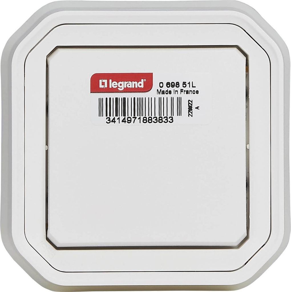 Legrand PLEXO New Abdeckung für Feuchtraum-Aufputz-1-Fach Wechselschalter, Montage mittels Steckklemmen, IP55 IK07, 10A Weiß, 069851L